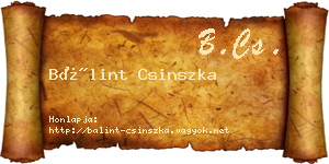 Bálint Csinszka névjegykártya